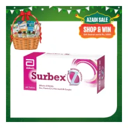 Surbex-Z Tablet 500 mg / 12 mcg / 150 mcg / 100 mg / 20 mg / 15 mg / 15 mg / 30 IU / 22.5 mg / 20 mg 60 tablets